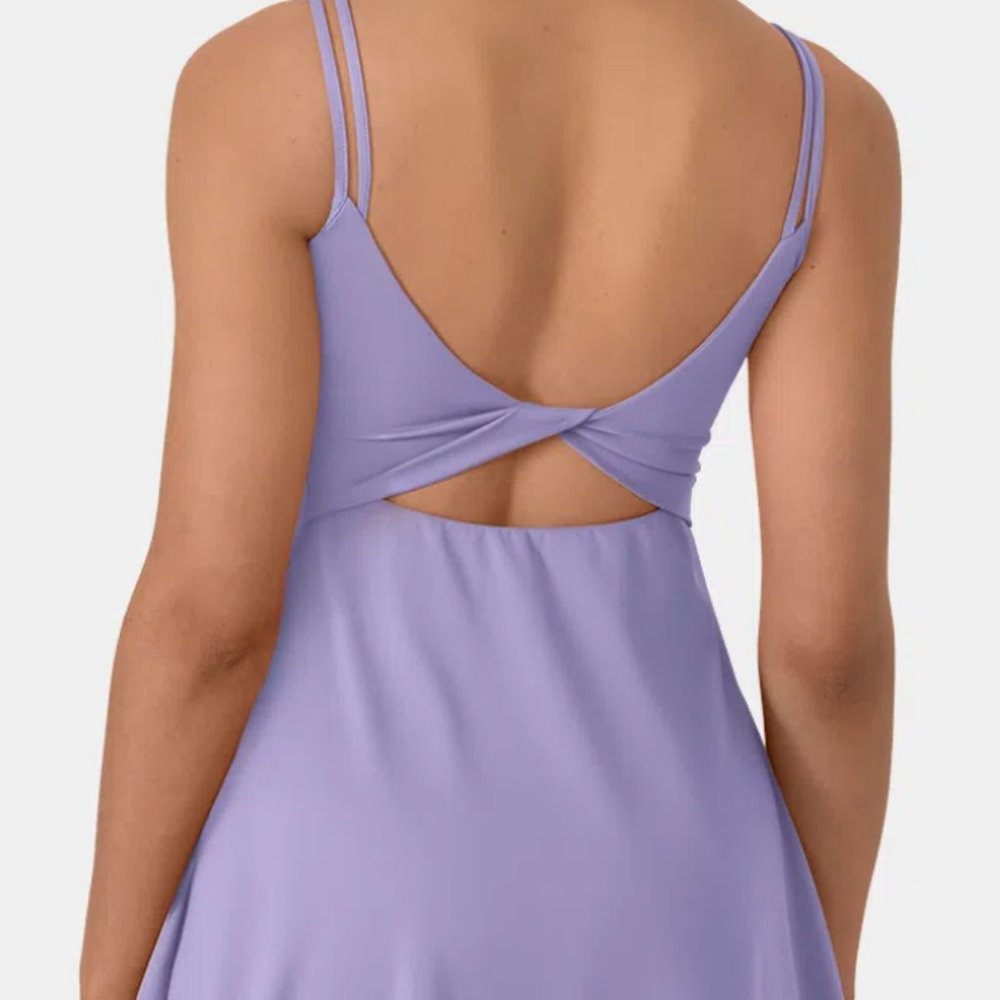 Lavendar Exercise Dress Backless Twisted 2-Piece